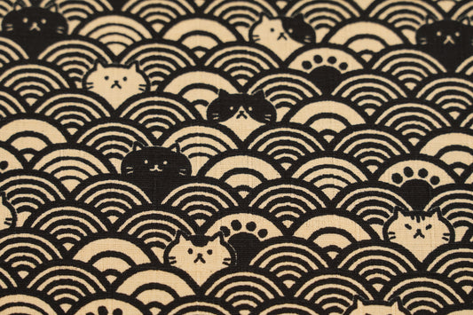 Seigaiha Neko - Onde e Gatti - Nero