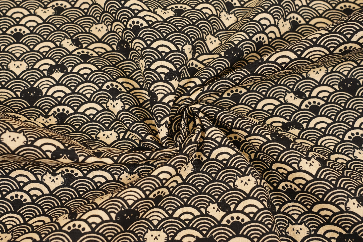 Seigaiha Neko - Onde e Gatti - Nero